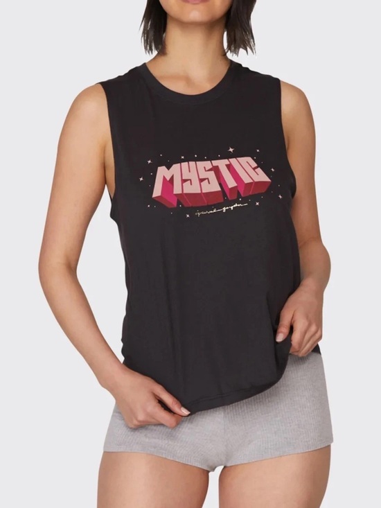 Spiritual Gangster Tops - Spiritual Gangster Dark Brown Tank with Pink 'MYSTIC' Graphic size M